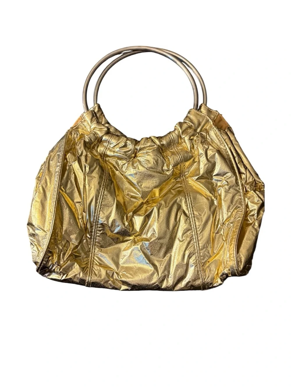 Giannini Metallic Gold Ring-Handle Women's Handbag